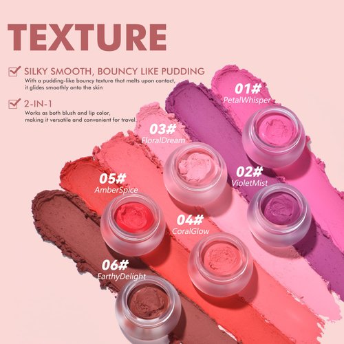 YOUNG VISION Lip & Cheek Pudding Pot – Multi-Use Soft Matte Blush, Buildable Lightweight Formula for Lips and Cheeks, 5g