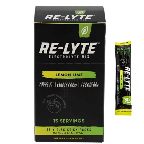 RELYTE Re-lyte Electrolyte Drink Mix Lemon Lime 15 Servings Packets 3.44 oz.