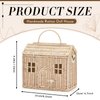 Wettarn Handmade Rattan Doll House Rattan House Shape Shoulder Bag Wicker Basket with Lid for Doll Toys Rattan Storage Basket Small Dollhouses Cute Woven Handcrafted Artwork Gift (Wood Color)