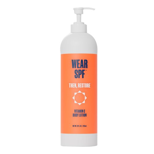 WearSPF Vitamin C Body Lotion Skin Restorative Exfoliation Treatment with Lactic Acid and Urea Moisturizes and Hydrates Skin, 12 oz.