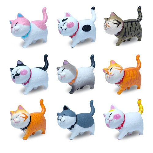 9 Pcs Realistic Cat Figure Mini Cute Cat Characters Miniature Educational Figures Kitten Easter Eggs Cake Topper Christmas Birthday Gift for Cat Lover