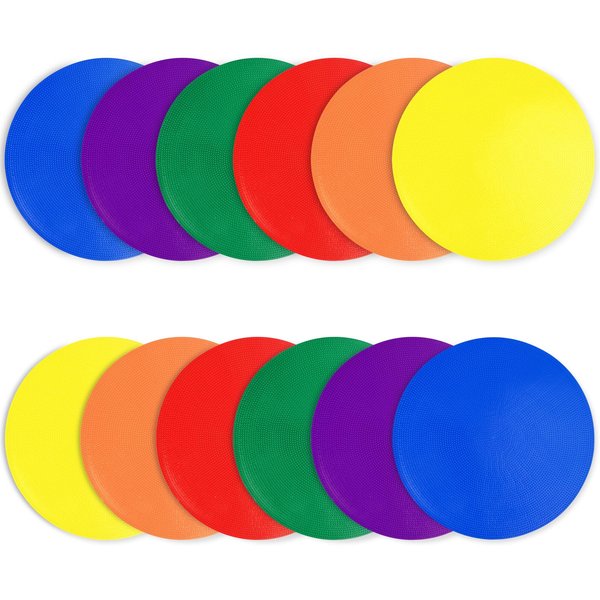 KHYMOHP 12 Pcs 9Inch Agility Cones Flat Field Cones, Multiple Color Spot Markers, Non-Slip Rubber Poly Spot Markers for Soccer Training Markers, Games, Speed Agility Training, School Teaching