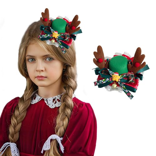 Christmas Mini Hair Clips Cute Decorative Headband Hairpins, Christmas Hat Hair Bows for Girls Women Kids Gifts, A unique Christmas gift Christmas Party Supplies Decorations (Green, Uniform size)