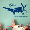 Personalized Name Airplane Wall Decor Vinyl I Boys Bedroom Decor I Airplane Party Decorations I Baby Boy Nursery Decor I Airplane Theme Decorations (Wide 22" x 12" Height)