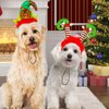 Whaline 2Pcs Holiday Dog Headbands Christmas Pet Costumefor Headwear Elf Hairband Head wear for Cat Dog Puppy, Fluffy Head Wrap with Bow, Red Green