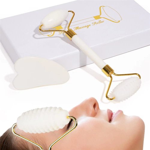 shenghang Jade Roller for Face and Gua Sha Set Face Roller,Facial Beauty Roller Skin Care Tools Massager for Face, Eyes,Forehead Neck, Body Muscle， Relaxing and Relieve Fine Lines and Wrinkles