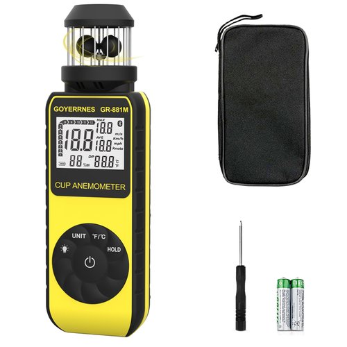 GOYERRNES Handheld Cup Anemometer with Compass, 93MPH Digital Wind Speed Meter, CFM Air Flow Wind...