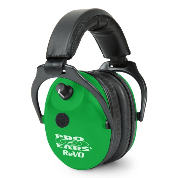 Pro Ears ReVO Electronic Earmuffs, Child-Sized Hearing Protection Muff, NRR 25, Dual Circuit Boards, Exclusive DLSC Technology, Pro Form Leather Seals, Made in USA, Neon Green