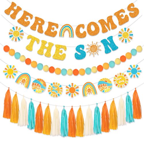 LARRAZABAL Here Comes The Son Baby Shower Banner, Here Comes the Son Baby Shower Decor Boy Boho R...