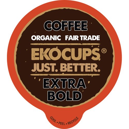 EKOCUPS Organic Extra Bold Roast Coffee Pods, Extra 30% More Coffee Per Cup, Artisan Fair Trade Dark Roast, Extra Bold Coffee for Keurig K Cup Machines, Recyclable Pods, 40 Count