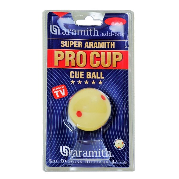 Aramith 2-1/4" Regulation Size Billiard/Pool Ball: Super Pro Cup Cue Ball with 6 Red Dots