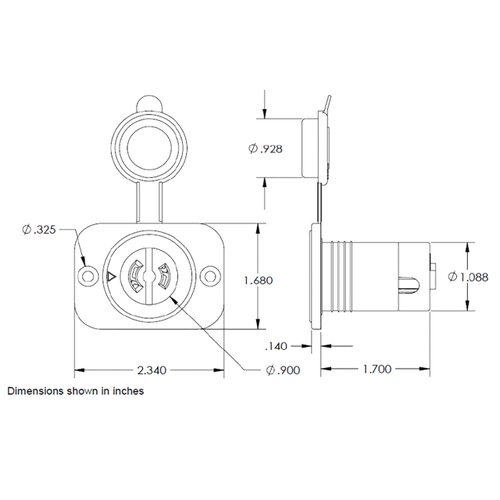 Marinco 2-Wire ConnectPro Trolling Motor Receptacle, 12VBRS2