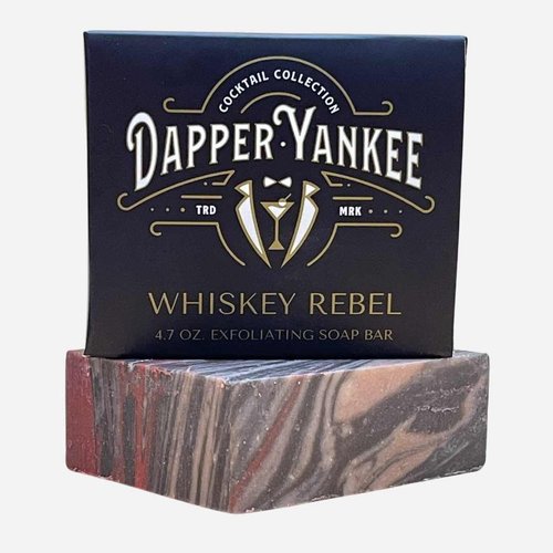 Dapper Yankee Whiskey Rebel Natural Soap Bar for Men - Medium Grit, Pumice, Vanilla Whiskey Scent, Moisturizing Cocktail Soap