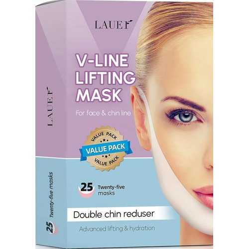 V Shaped Contouring Face Mask Line Shaping Lifting Belt Neck Reduction Jawline Lift Tape Enhancer Face Patch Firming Tightening Skin Chin Up Sculpting Collagen Mask Hyaluronic Acid Aloe Vera 25pcs