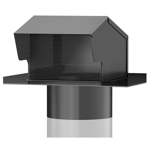 Roof Vent Cap - Hon&Guan Roof Vents 4 Inch Galvanized Steel Bathroom 4 Roof Exhaust Vent for Ventilation System-with Damper, Black.