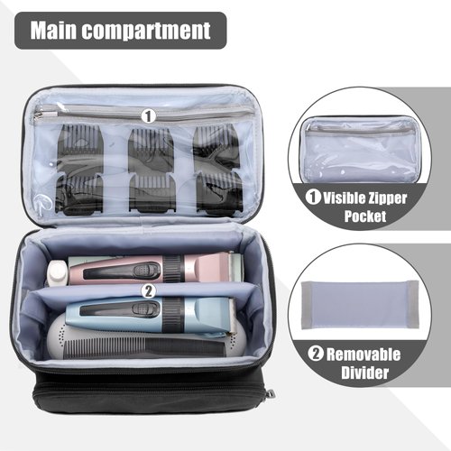 CURMIO Carrying Case for Hair Clippers, Men Trimmer Travel Case Compatible with Andis/Hatteker/Oster Hair Clipper and Hair Cutting Tools, Bag Only