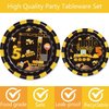 132 Pcs Construction 5th Birthday Party Supplies Dump Truck Theme Five Tableware Includes Hanging Swirl, Banner, Plates, Cups, Tablecloth for Boys Construction Five Years Old Bday Party Decorations