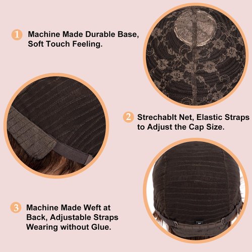 Lovenea Human Hair Short Wigs for Black Women Pixie Cut Wig Short Human Hair Wigs for Black Women Wavy Hairstyles Layered Wavy Short Wig Pixie With Bangs (Wavy-Dark Brown)