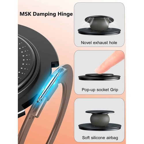 Mindsky Magnetic Phone Grip-Ultralight Aluminum Alloy 2024 New Double-Sided Magnetic Stand+pop airbag Ring 2-in-1 Compatible iPhone15ProMax/14/13/12series,Android,Tablet(Comes with 1 Magnetic Ring)