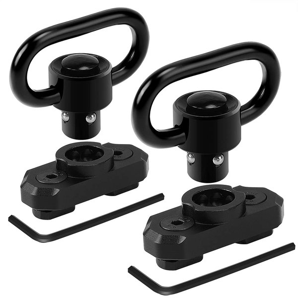 REERON 2 Point Sling & Mloc Sling Mount - Adjustable Extra Long Two Point Traditional Rifle Sling with 2 Pack 1.25" QD Sling Swivels Mounts for M Lock Rail System (2 Pack Mloc Sling Mounts)