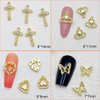 48PCS Gold Nail Charms Butterfly Nail Charms Cross Nail Art Charms 3D Star Charms Heart Charms Cherry Nail Gems Gold Charms for Nails for Women Nail DIY Design