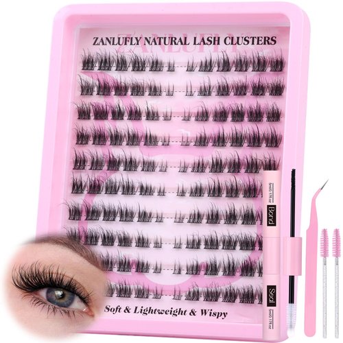 Cat Eye Lash Clusters Kit Wispy Eyelash Clusters Kit Fluffy Manga DIY Lash Extensions Kit Natural...