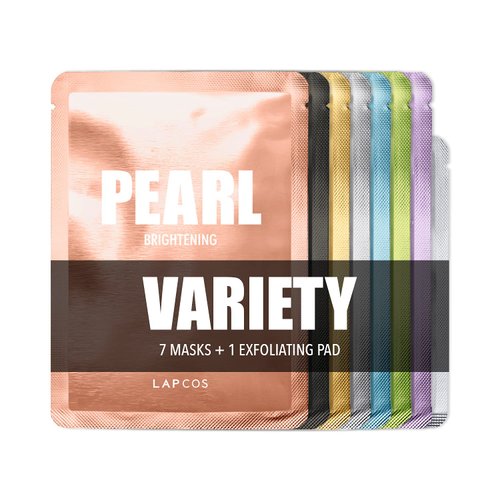 LAPCOS Daily Sheet Mask Variety Pack 7+1 (Version 1) Daily Face Masks - Hydrate, Clarify, Nourish, Brighten, Exfoliate & Renew Skin, Korean Beauty Favorite (8 pack)