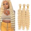 Blonde Bundles 613 Deep Wave Human Hair Bundles Brazilian Unprocessed Virgin Hair 3 Bundles 22 24 26 Inch 613 Bundles Human Hair Blonde Deep Wave Bundles Hair Extensions