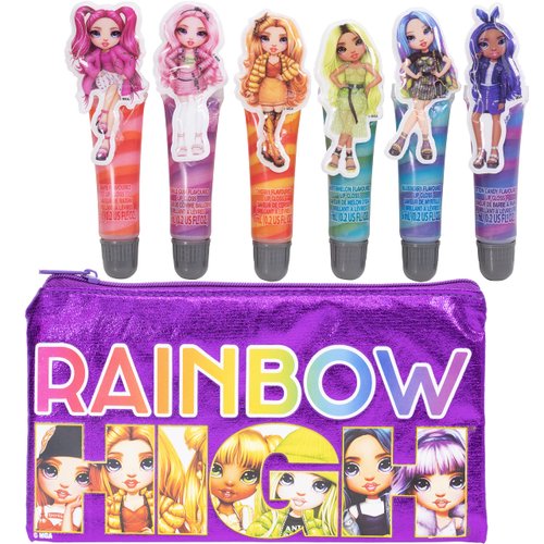 Townley Girl Rainbow High 7 Pcs Makeup Set with 6 Flavored and Swirled Lip Glosses & Bonus Bag for Girls Ages 6+ Perfect for Parties, Sleepovers and Makeovers