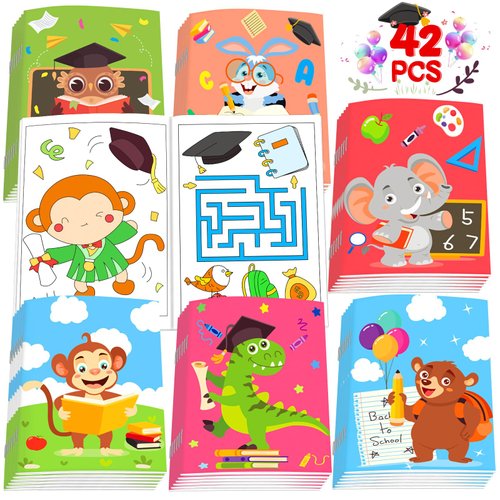 42Pcs Kindergarten Graduation Mini Coloring Books for Kids Preschool School Classroom Party Favors Small Activity Books Bulk for Student Teacher Congrats Grad Gift Goodie Bags Stuffer Artwork Supplies