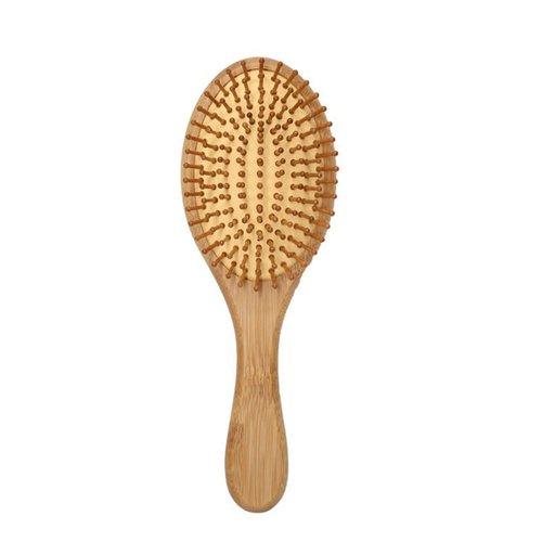 Bamboo Paddle Hair Brush, Natural Bamboo Bristles Detangling Wooden Hairbrush for Massaging Scalp, for Women Men and Kids, for All Hair Types (roundness)