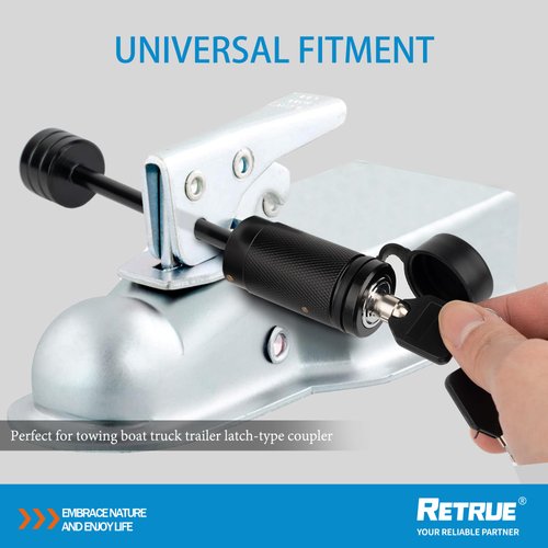 RETRUE Trailer Tongue Coupler Lock, Dia 1/4 Inch, 3-1/2 Inch Span Trailer Hitch Lock for Latch-Type Coupler, Tow Boat RV Truck Car's Black
