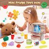 Coherny Play Kitchen Toys Fridge Refrigerator with Ice Dispenser,Mini Dollhouse Furniture Fridge Kids Kitchen Playset with Mini Play Food,Toddler Kitchen Playset Accessories for Boys Girls