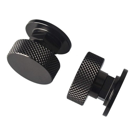 3mirrors Welding Hood (Pipeliner) Helmet Fasteners Headgear Replacement Parts Accessories Screws Flip Hood Aluminum - 1 Pair (Black Anodized Knurled)