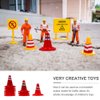 jojofuny 30pcs Miniature Road Cone Tiny Safety Traffic Cone Cake Topper Simulation Red Roadblock Model Photo Prop Construction Party Favors for Kids Children Random Style
