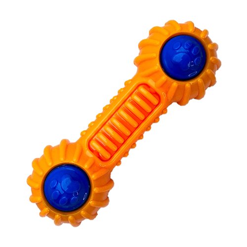 SW PRODUCTS 6" Interactive Dog Toy, Durable Dog Toy Made of TPR Rubber, Fun Toss & Fetch Toy for Puppies, Small and Medium Breeds, Orange & Blue