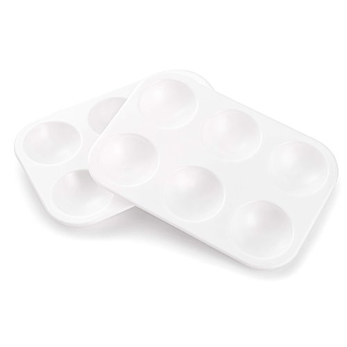 Cedilis 50 Pack White Art Paint Tray Palette, Rectangular Plastic Paint Tray for Kids, Adult, Student Watercolor Craft DIY Art Painting, 6 Wells, Easy to Clean
