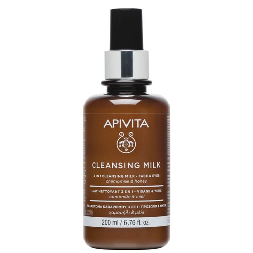 APIVITA 3 in 1 Cleansing Lotion, Gentle Facial Cleanser, Makeup Remover & Toner with Chamomile and Honey- Softens, Revitalizes & Protects Skin - Dermatologically & Ophthalmologically Tested, 6.76 FlOz