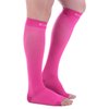 Doc Miller Open Toe Compression Socks, 15-20 mmHg, Toeless Compression Socks Women and Men for Maternity, Shin Splints & Calf Recovery, 1 Pair Pink Knee High Small