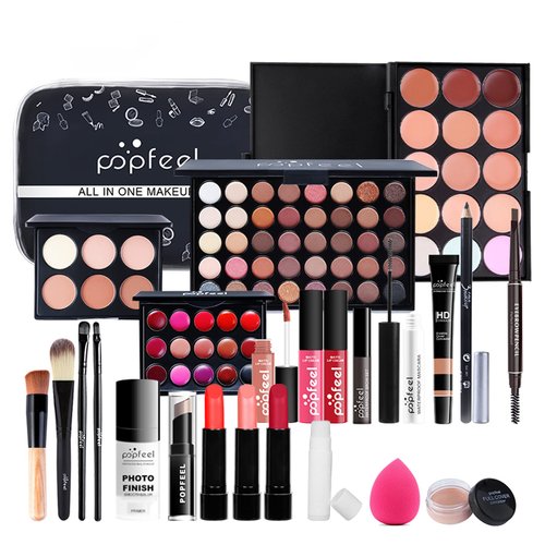 MolPafe All-in-one Professional Makeup Set for Beginners, Cosmetic-Gift for Girl -Include Makeup Brush Set, Eyeshadow Palette, Powder puffs, Eyebrow Pencil, Mascara, Concealer, Lip Gloss Set -003