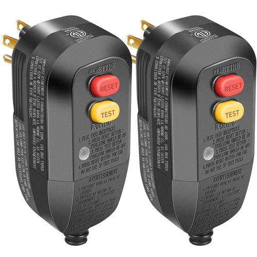 BATVOX 2Pcs GFCI Plug Replacement 3 Prong, Auto Reset 15 Amp UL/CUL Listed Ground Fault Circuit Interrupter GFCI Adapter Replacement Parts for Power Pressure Washer, Hot Tub