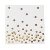 80 Pack of White Paper Cocktail Napkins with Gold Foil Polka Dot Confetti，Polka Dot Party Supplies(5 x 5 in，3-ply) (gold)
