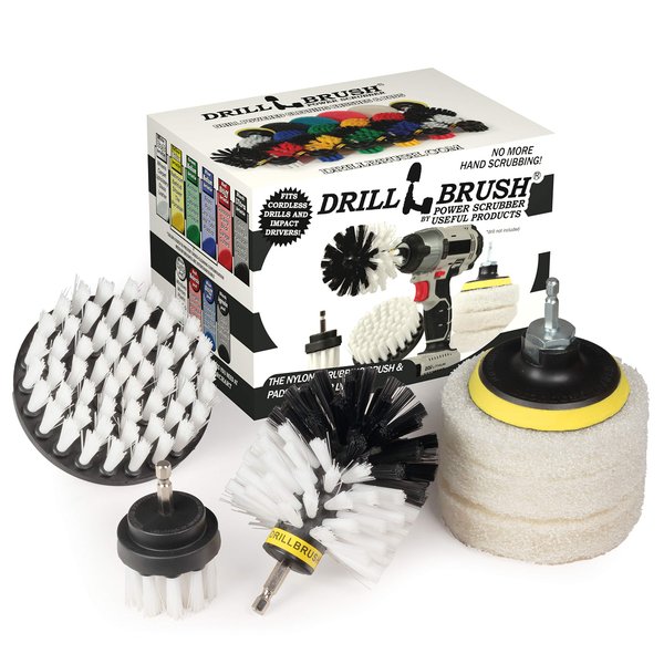Drillbrush - Drill Brush Power Scrubber - Shower Scrub Brush - Cordless Tile Cleaner - Scrubber Cleaning Kit - Scrub Driver - Bathroom Cleaner Pads - Porcelain Sink Cleaner - Bathtub Stain Cleaner