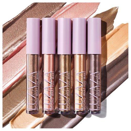 LUXAZA 5Pcs Champagne Brown Liquid Eyeshadow Set,Shimmer & Metallic Glitter Eyeshadow,Highly Pigmented Long Lasting Liquid Shadow Eye Makeup,5 Colors Quick-Drying Sparkling Eye Shadow Makeup Set