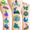 Happy Diwali Temporary Tattoos 81 PCS Indian Festival of Lights Party Themed Stickers for Kids Birthday Party Supplies, Decorations, Favors, and Prizes (Peacock)