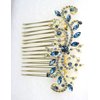 Faship Sparkling Navy Blue Crystal Floral Hair Comb