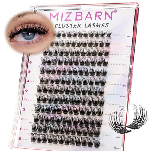 MIZ BARN Lash Clusters 144pcs Lash Extension D Curl Eyelash Clusters, 12-18mm individual Lashes F...