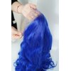 MISS FANCY Blue Lace Front Wigs Human Hair Long Curly Wigs For Black Women 13X6 HD Front Lace Pre Plucked Synthetic Fibers Deep Wave Wig 32 Inch Daily Wear and Go Glueless Wigs Human Hair (BLUE#)