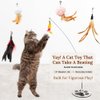 2 In 1 Cat Wand Toys For Indoor Cats Solid Round Base Cat Toys For Bored Indoor Adult Cats Self Play Cat Toys Cat Feather Toy Bird Feather Cat Toy Wand For High Energy Cat Toys Cat Teaser Wand Toy