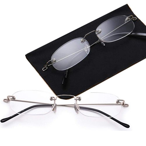 Viseng 2 Pairs Unisex Super Lightweight Rimless Quality Readers Ultra Thin Clear Lenses Frameless Reading Glasses +2.5